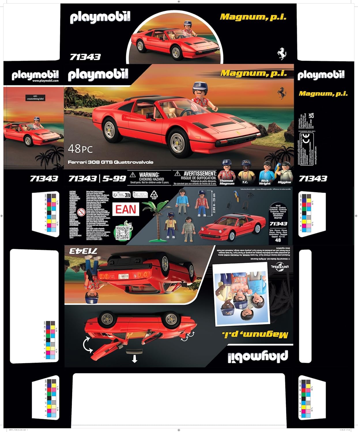 PLAYMOBIL | Cars | Magnum, P.I. Ferrari 308 GTS Quattrovalvole | Famous Cars | Supersportwagen | Sammlerstück für Autofans | Spielzeug für Sammler und Kinder ab 5 Jahren | 71343