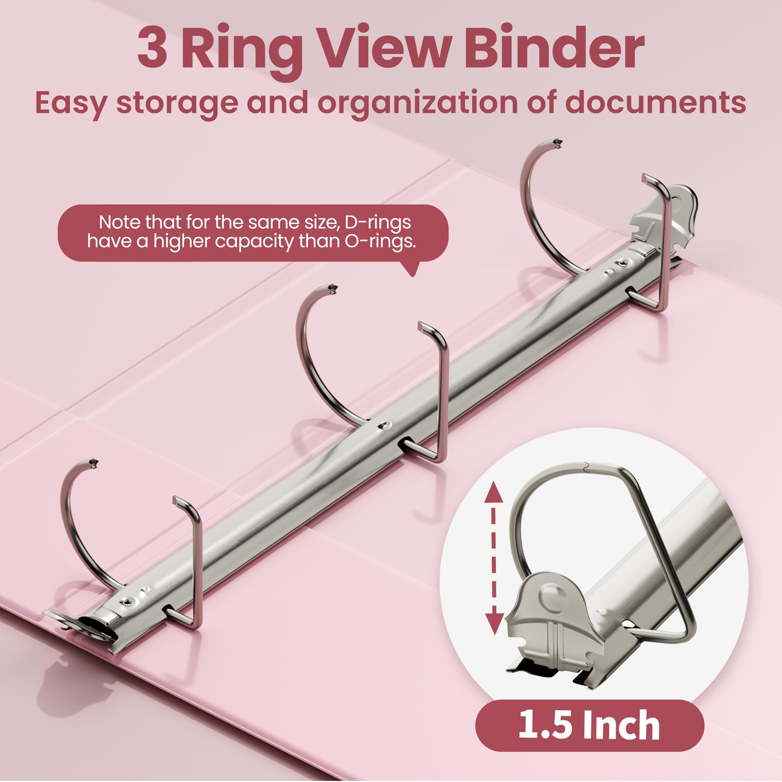 SUNEE 3-Ringbuch, Aktenordner, Ringbücher, 3,8 cm D-Ring, transparenter Ordner, 3 Ringe, PVC-frei (passend für 21,6 x 27,9 cm), für Schulordner oder Bürobedarf, sortierte Pastellbinder, 4 Stück