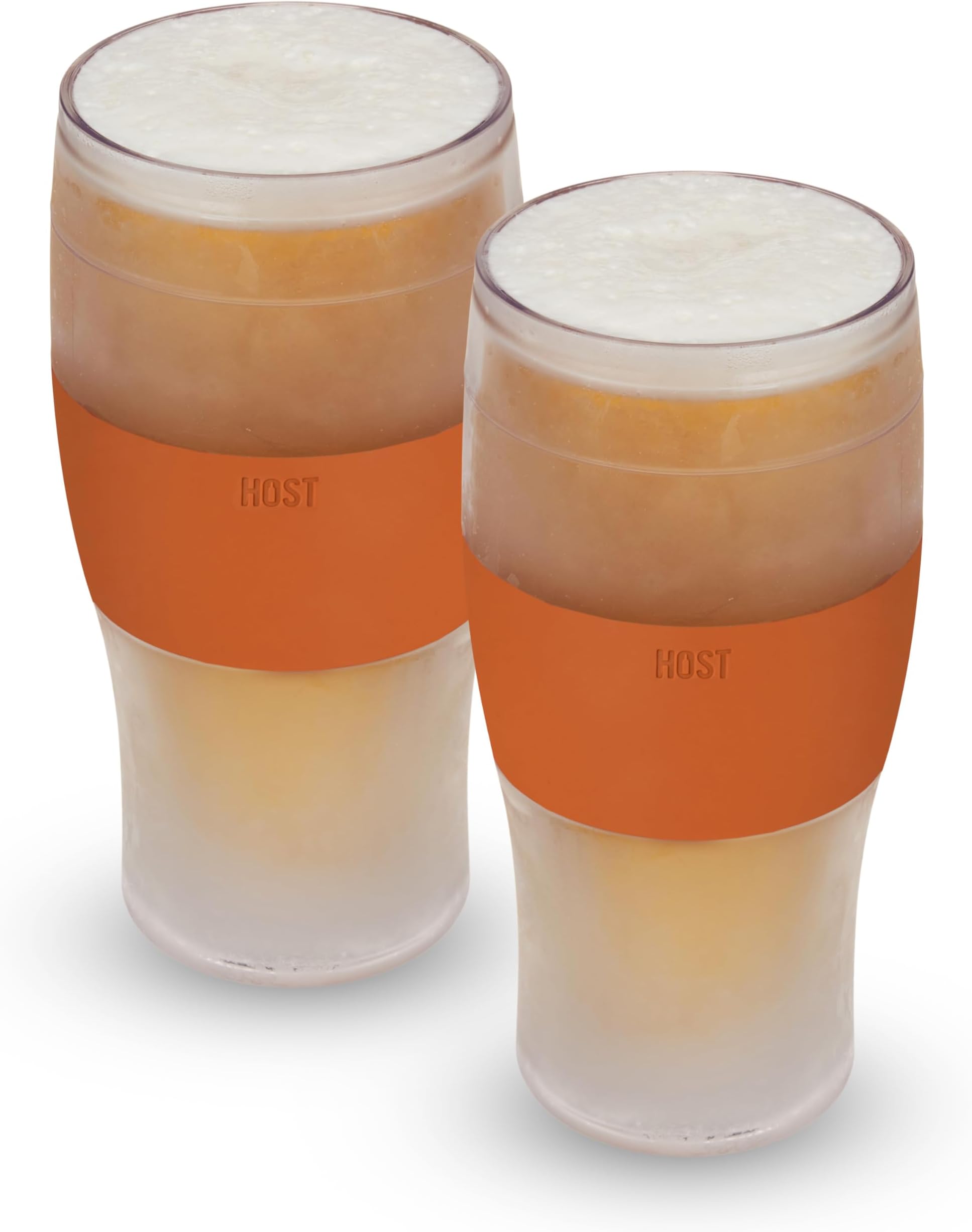 Host FREEZE Beer Glasses, Frozen Brew Mugs, Freezable Pint Glass Set, Insulated Beer Glass to Keep Your Drinks Cold, Double Walled Insulated Glasses, Gift for Dad, 16oz, Set of 2, Burnt Orange