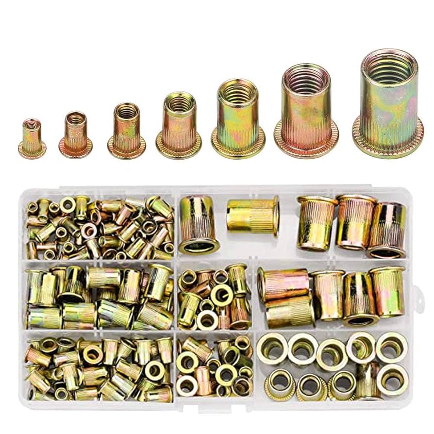 175pcs Set Rivet Nut Kit Mixed Zinc Steel Rivnut Insert Nutsert Threaded M3-M10