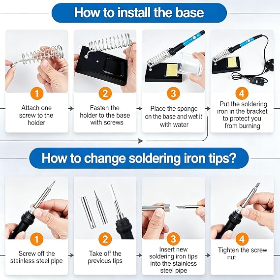 Soldering Iron Kit Electric 60W Adjustable Temperature200℃ - 400 ℃ (14Pcs/Set)