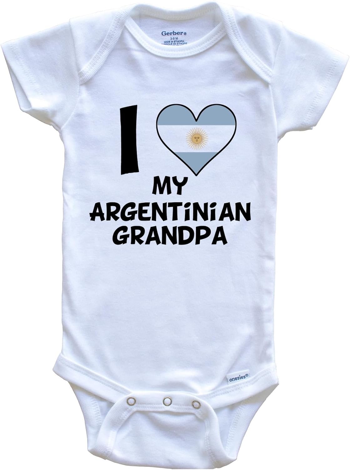 I Heart My Argentinian Grandpa Argentina Flag One Piece Baby Bodysuit