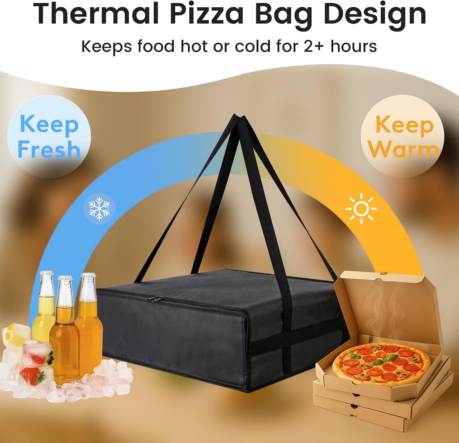 Bodaon Insulated Pizza Delivery Bag, Insulated Pizza Bag, 20" x 20" x 6" image 5