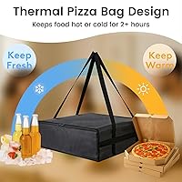 Vista 5 de Bodaon Bolsa de entrega de pizza aislada para el salpicadero de la puerta, 20 x 20 x 6 pulgadas, bolsas calentadoras de pizza para llevar calientes