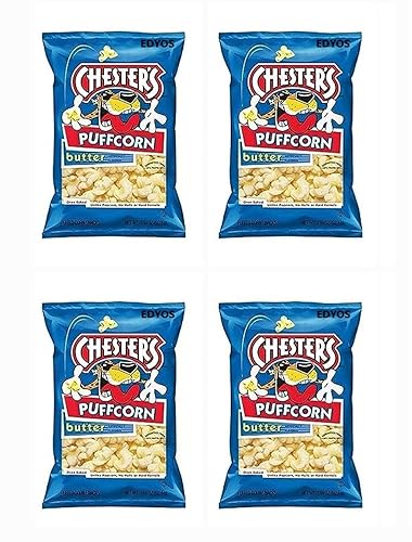 EDYOS - Bocadillos de maíz inflados con mantequilla de maíz, 3.25 onzas (1 bolsa), juego de 4