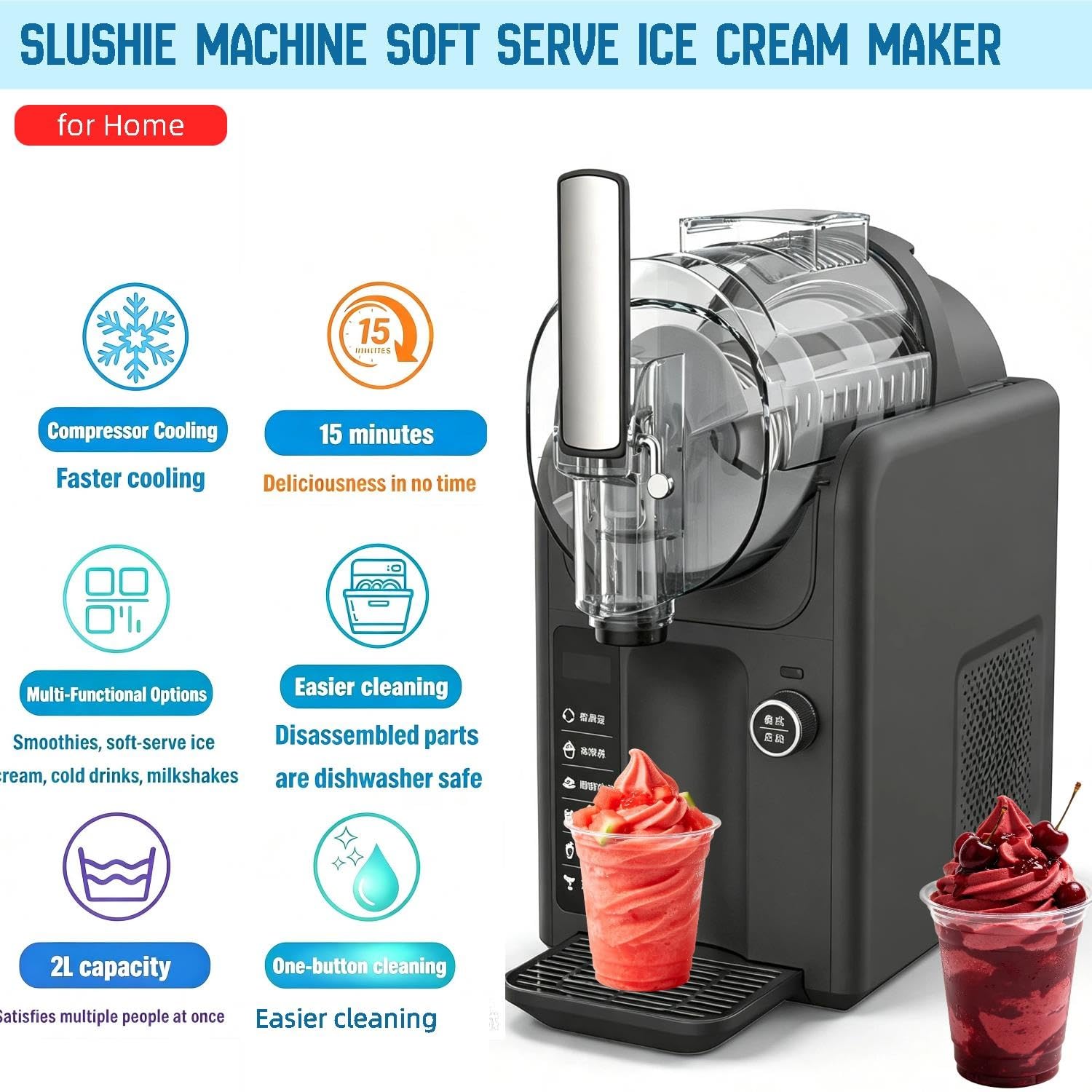 Máquina para granizados de helado suave Máquina para helado suave 5 en 1