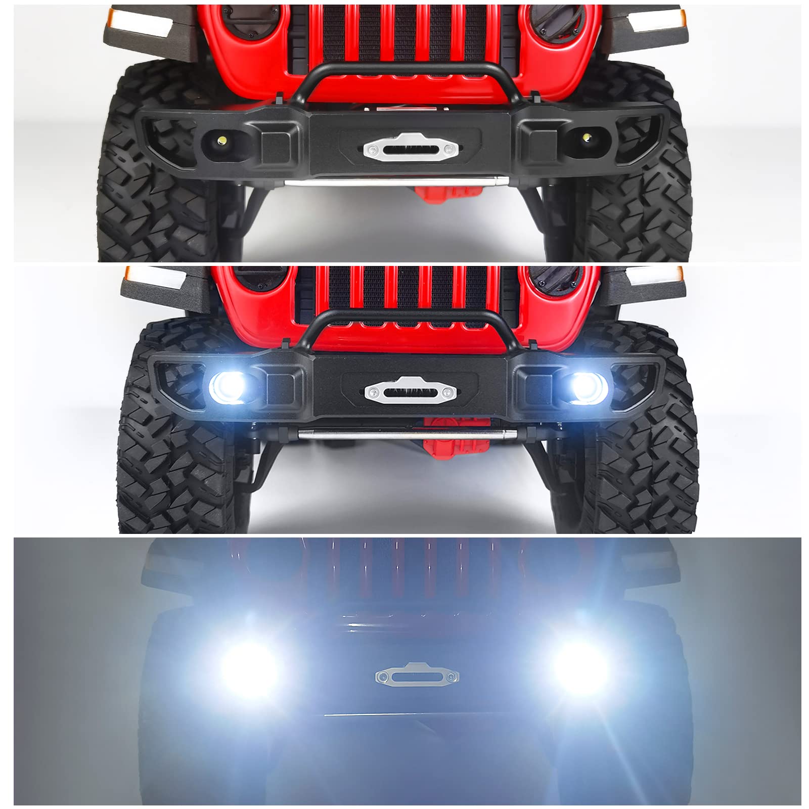 Runup Paraurti anteriore in metallo con luci a LED per Axial SCX10 III AXI03006 Gladiator AXI03007 Wrangler 1/10 RC Crawler Auto