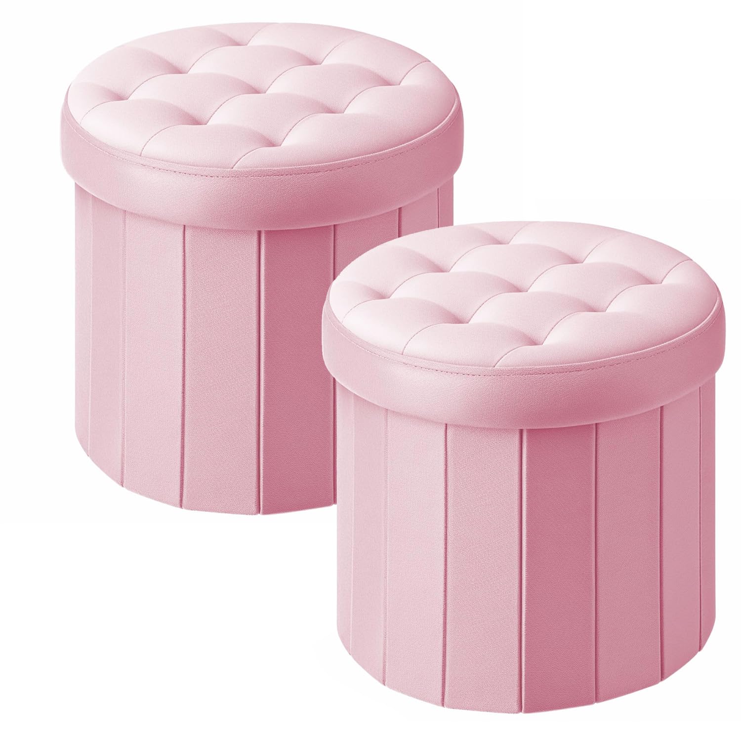 Bsketa Ottoman with Storage, Foot Rest Stool with Thicker Foam Padded Seat Velvet Small Round 14“ x 14” x 13 "Inchs Storage Ottoman Bench for Living