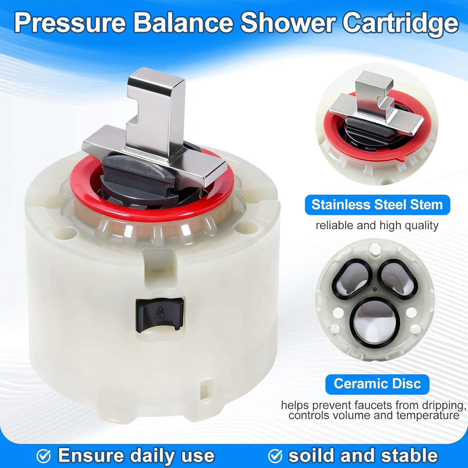M952100-0070A Pressure Balancing Unit and 023529-0070A Cartridge, Compatible with American Standard Valve Shower Cartridge Replacement Kit for Tub and Shower Faucet Valves