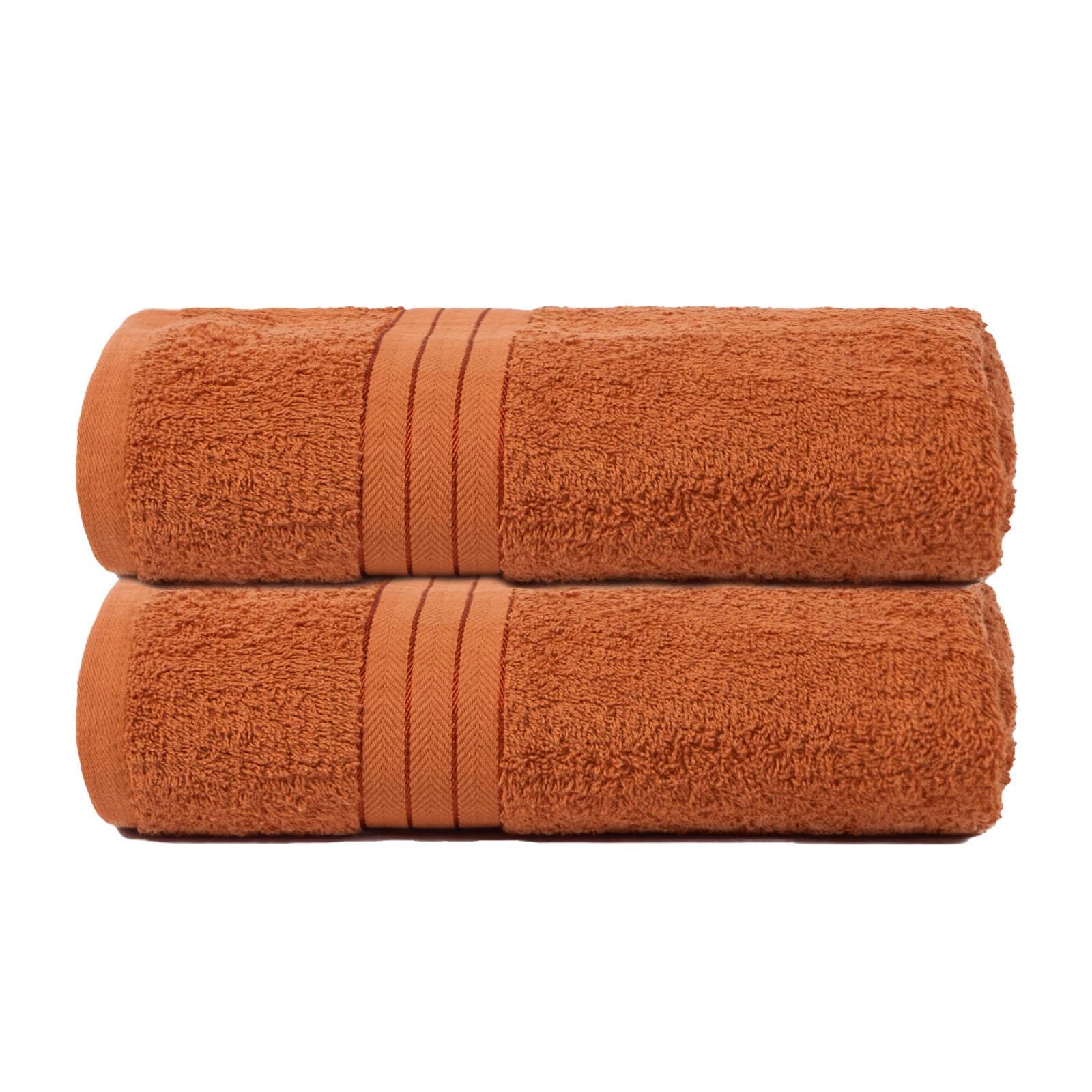 Brentfords Burnt Orange Bath Towels Set Of 2, Ultra Soft High Absorbency 100% Cotton Large Bath Towels For Bathroom Beach & Gym Quick Dry Hotel Spa Quality Towel Set, 70X115cm