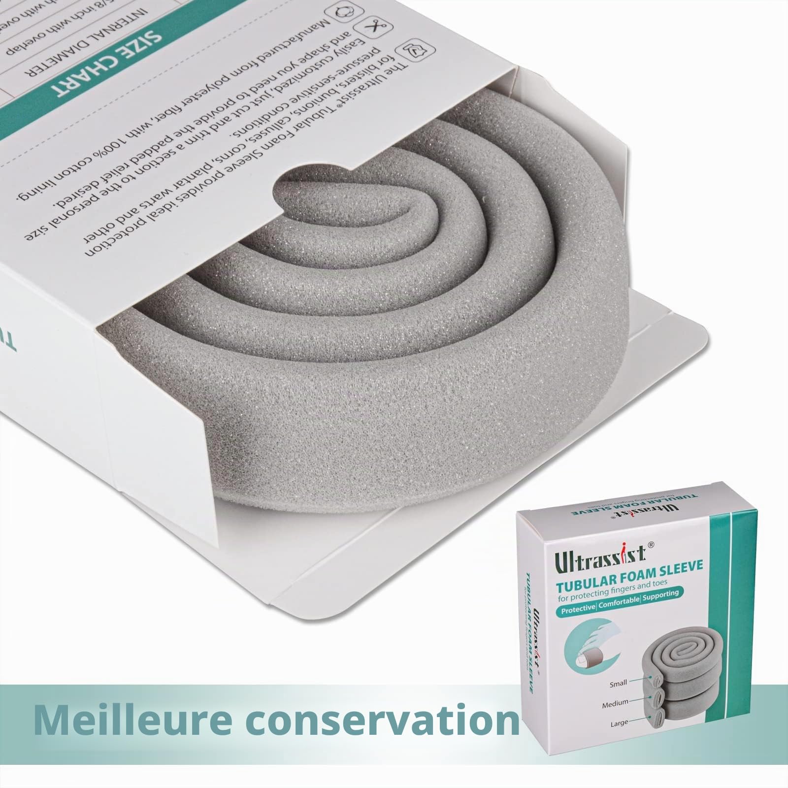 Ultrassist Protege Orteil, Rouleau de Protection d'orteils en éponge Grise Protection Orteil pour Ampoules, Oignons, Cors, Callosités