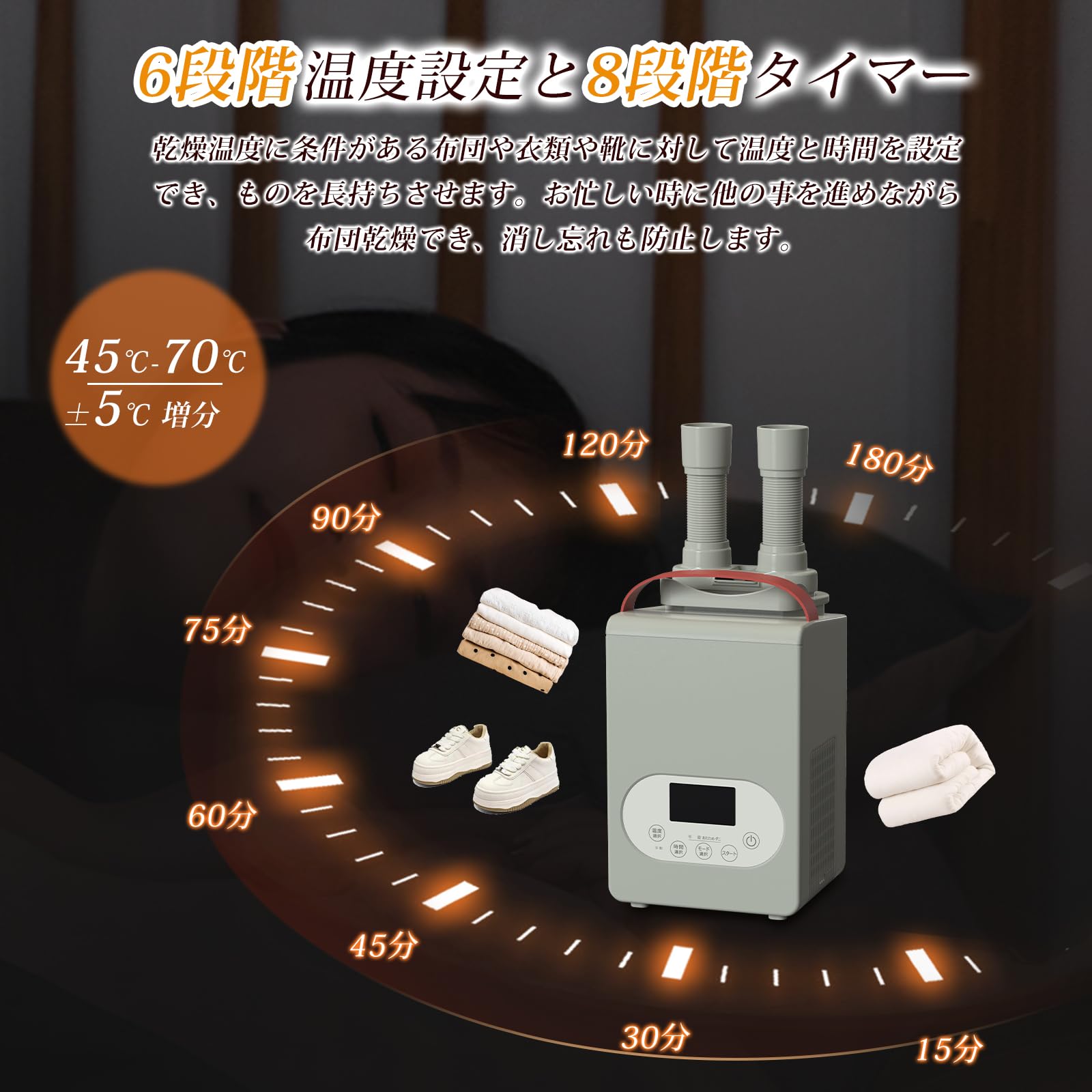 Amazon.co.jp: YOIIYO 布団乾燥機 ダニ退治 革新的な1秒伸縮