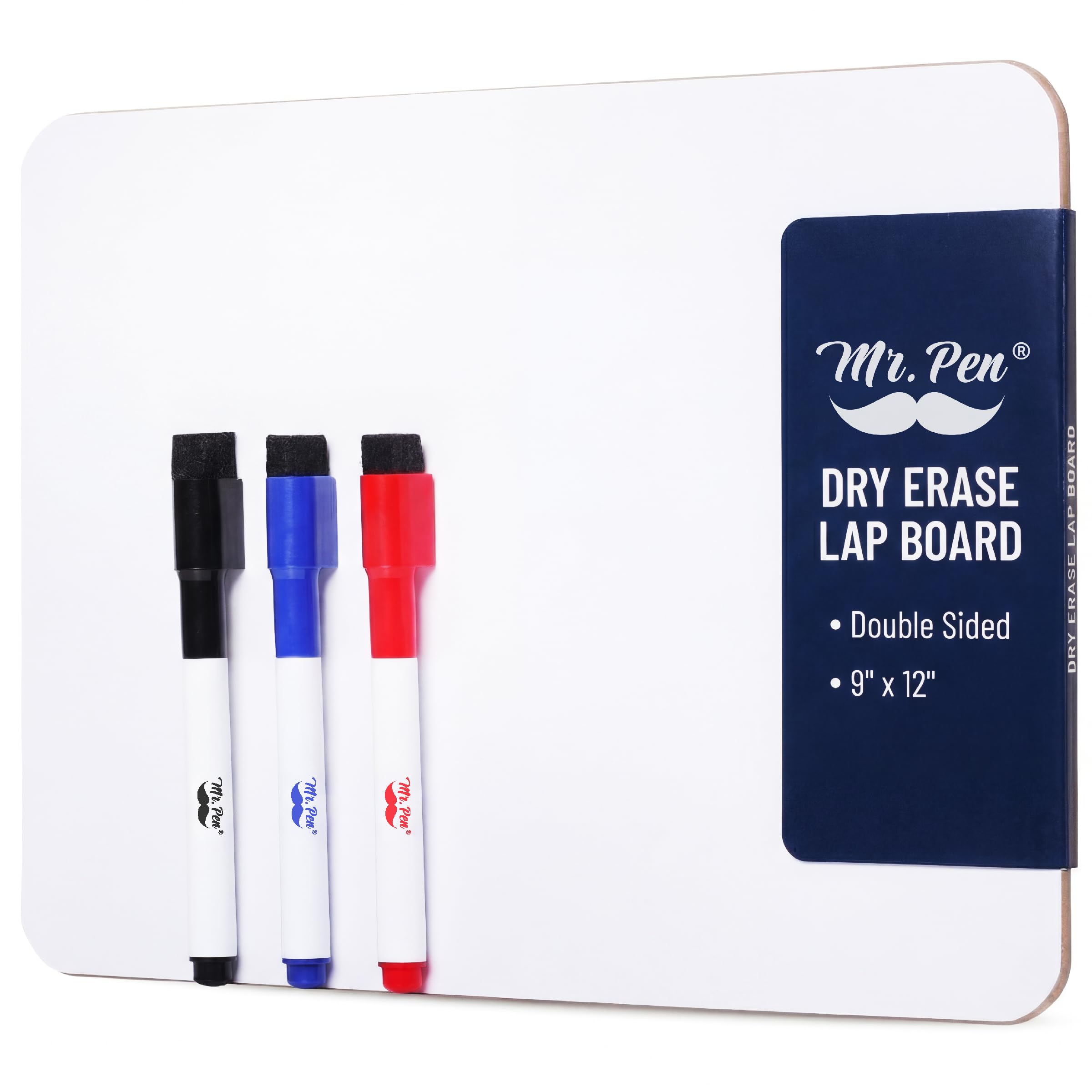 Mr. Pen- Small Dry Erase Lapboard, 9x12 Inches, 3 Markers, Double Sided Mini Dry Erase Board for Kids, Small Whiteboard Portable for Kids, Students and Classroom Use