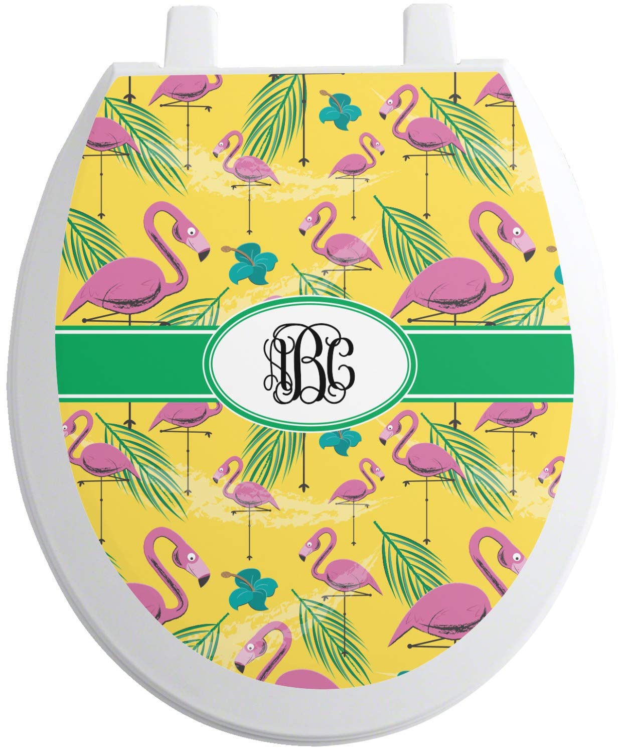 RNK Shops Personalized Pink Flamingo Toilet Seat Decal - Round