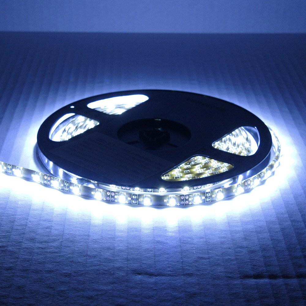 SOCAL-LED LIGHTING 5M 16.4ft White Flexible LED Strip High Power Bright 300 SMD 5050 with Double Side Tape, IP65 Waterproof, Cuttable, Black PCB