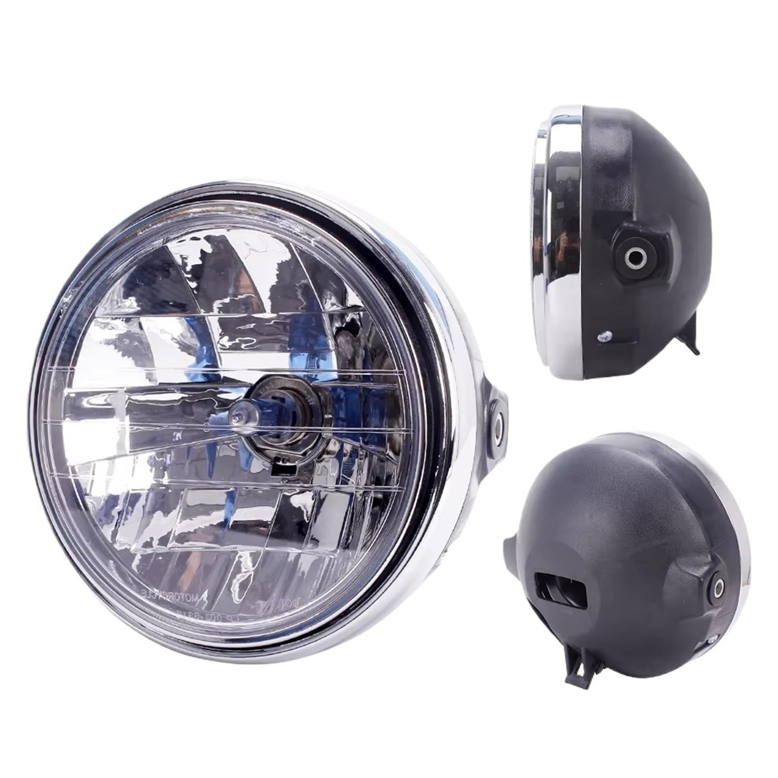 Moto Faro Fanale per Suzuki 7 "35W 12V Universale del Motociclo Rotondo HA Condotto Faro H4 Lampada Lampadina Lente .8" Corsa E Jogging Testa della