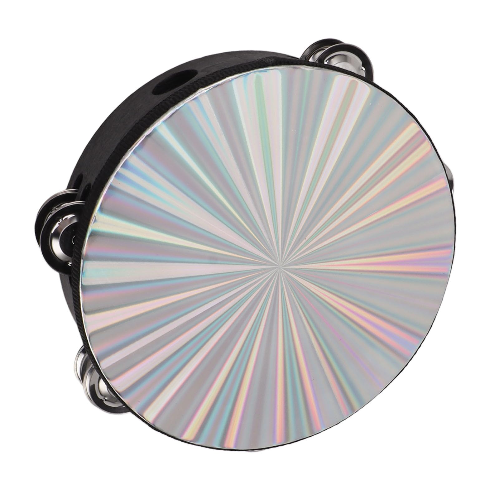 POYHKFD Tambourin à Main en Bois, Tambourin à Double Rangée de Jingles en Métal, Tambourin Radiant Percussion Tambour à Main Cloche Instrument de Musique pour Fête KTV Événements(8 Inch)