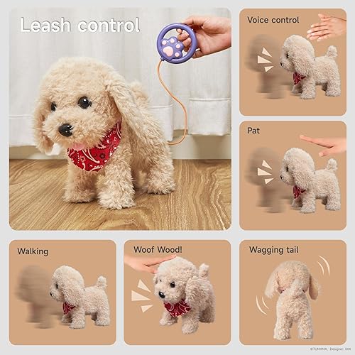 Miniatura 4 de TUMAMA Juguete electrónico de peluche con control remoto, divertidos juguetes interactivos, paseos, ladridos, cola agitada, disfraz de perro de