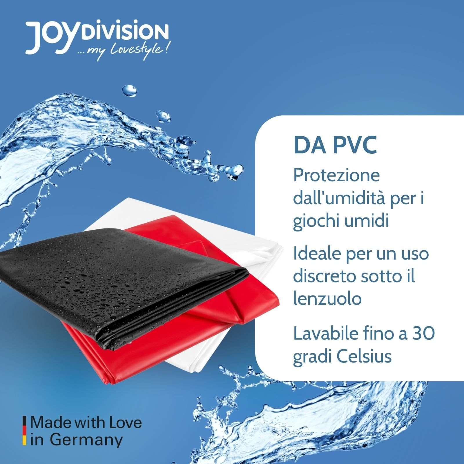 JOYDIVISION SexMAX WetGAMES Lenzuolo rosso | Telo copriletto 180 x 220 cm | Lenzuolo in PVC per giochi di coppia e massaggi | Protezione dall’umidità per letto | lavabile fino a 30°C