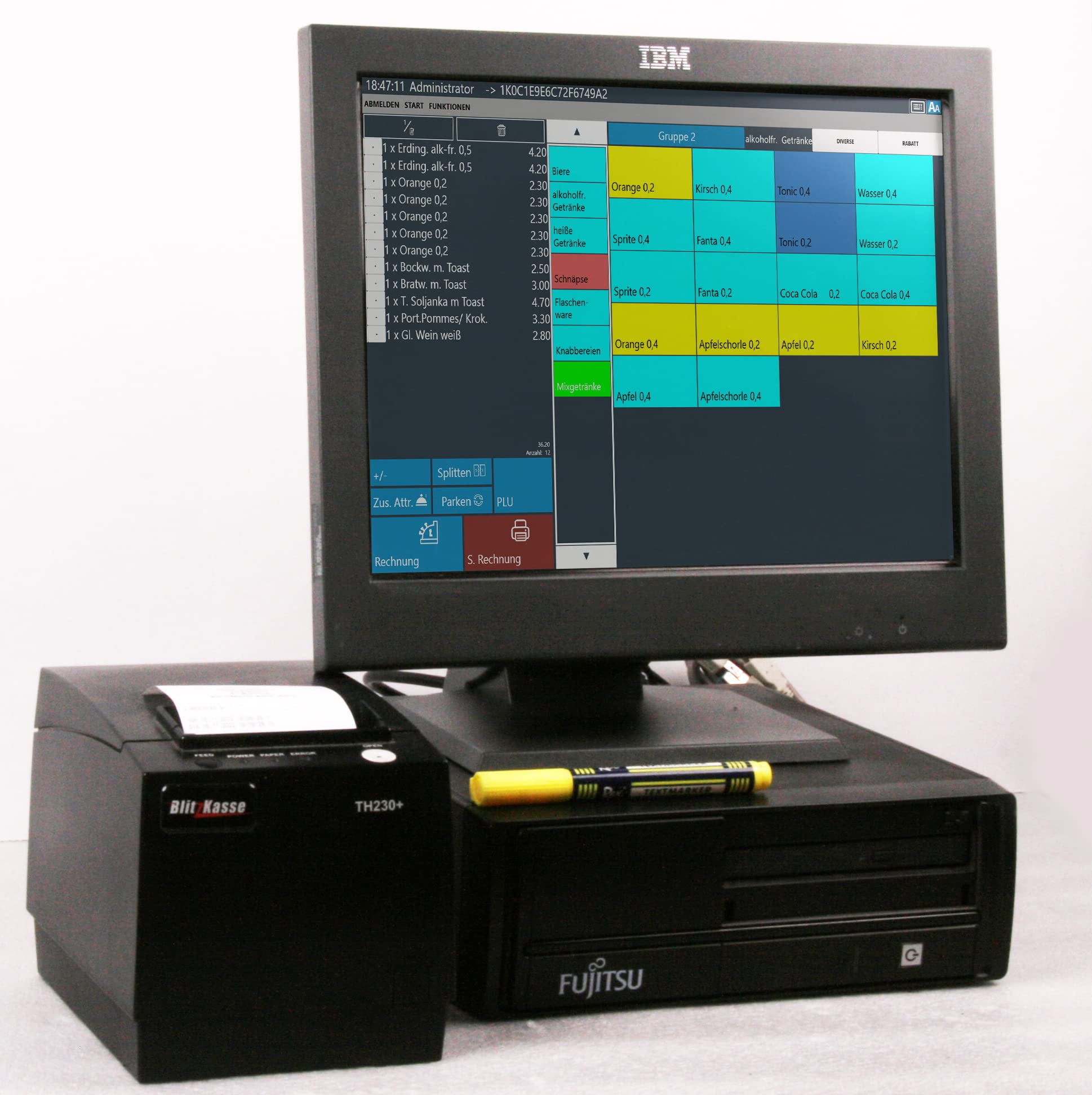 15" Kassensystem für Handel und Imbiss mit Touchscreen, Bondrucker und BlitzKasse Handel Software – TSE-konform (TSE-Modul erforderlich)