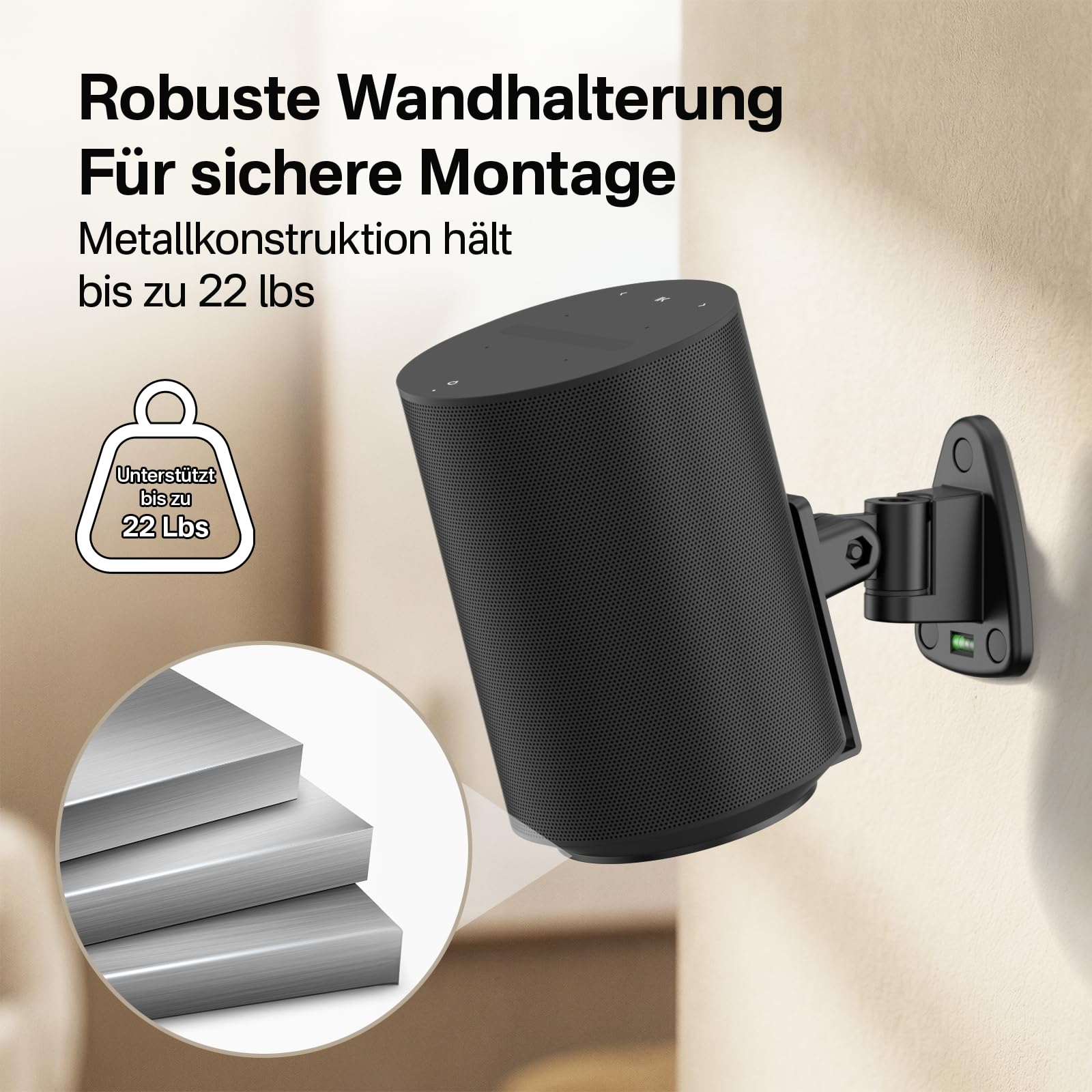 Supporto per altoparlanti Sonos Era 100 da parete, supporto per altoparlanti inclinabile e orientabile per supporto Sonos Era 100, resistente supporto da parete per altoparlanti fino a 10 kg, coppia