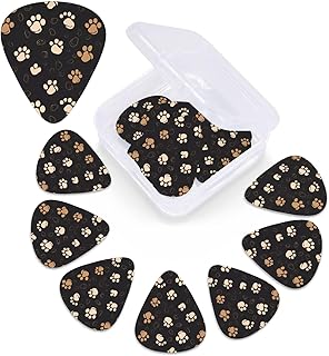 Paw Print print Guitar Picks 12 Pack Personalized Guitar Picks with Storage Box Guitar Accessories for Ukulele Electric Acoustic Guitars Bass