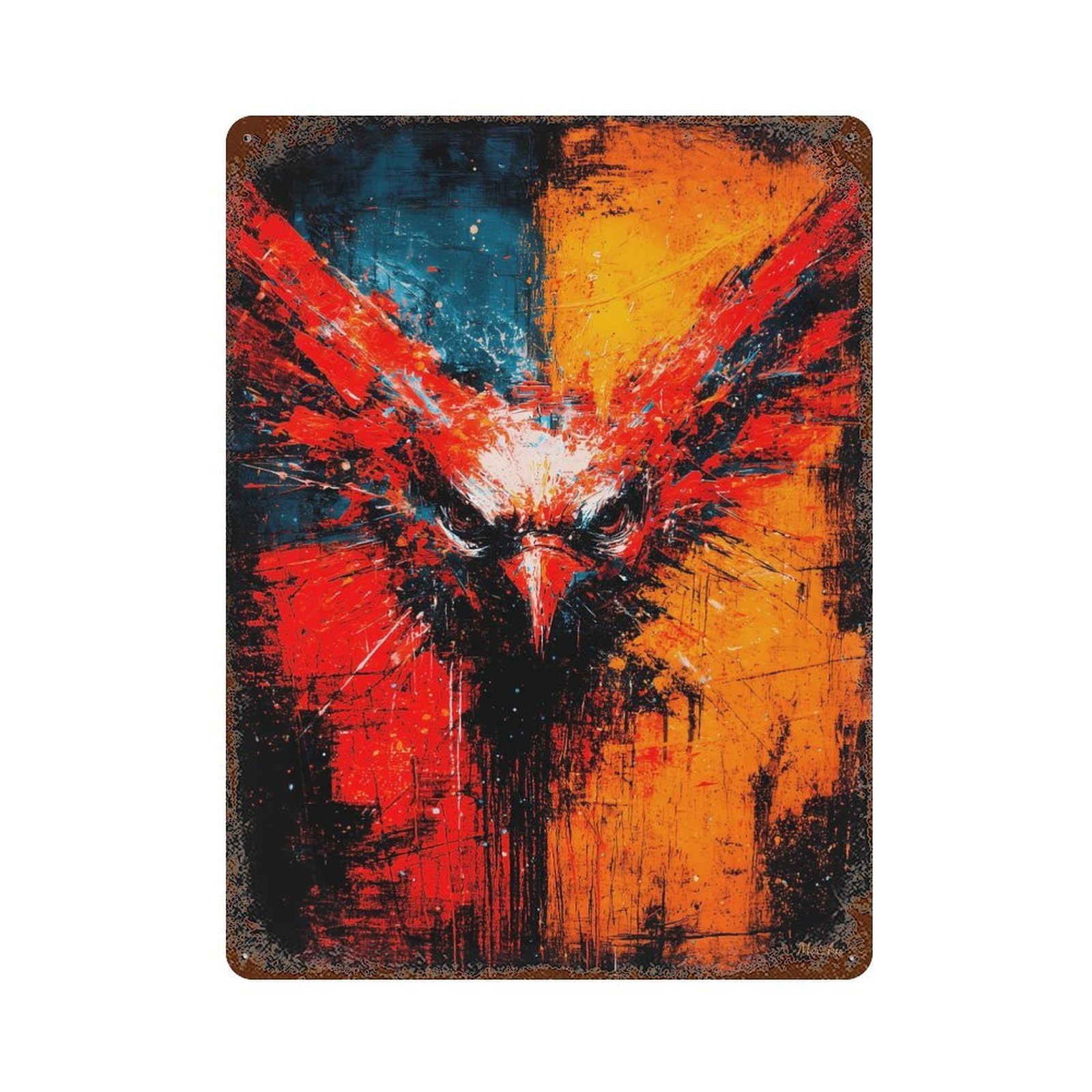 Bird of The Division Line Rust Effect Tin Sign 15.7"x11.8", Rustic Home Decor for Garage, Pub Or Kitchen