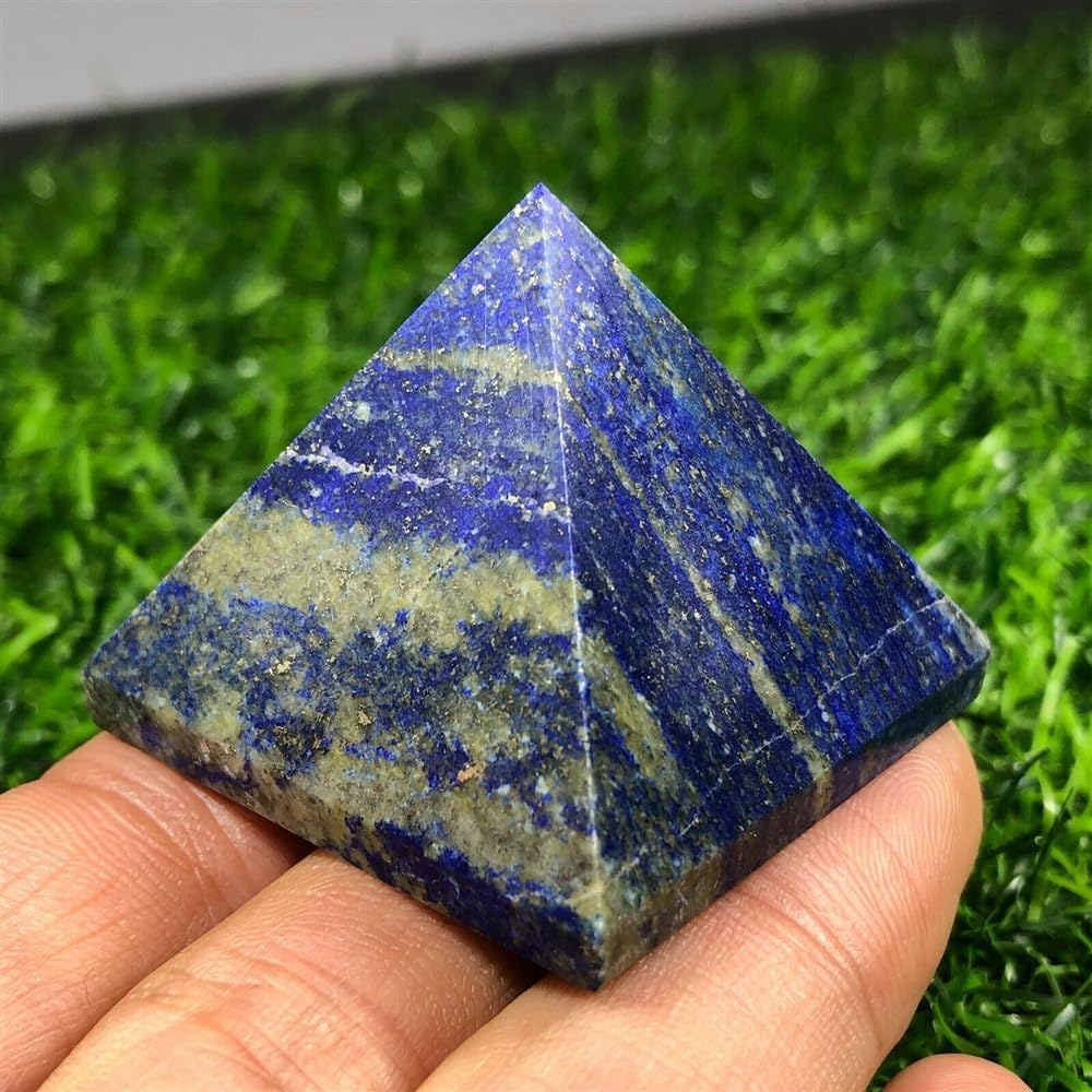 KatLin Natural Lapis Lazuli Pyramid Crystal Chakras Quartz Wand Point Healing Ornaments (Size : 40-50mm)