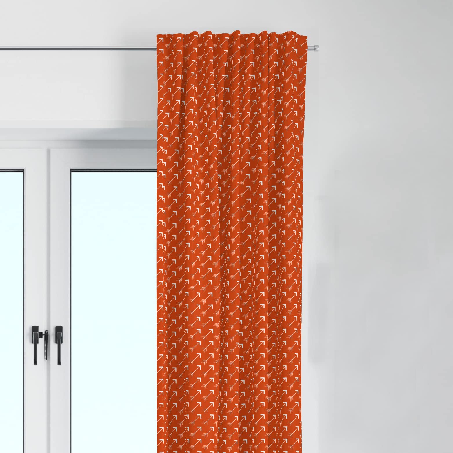 BacatiSingle Light Filtering Curtain Panel Arrows Orange/White