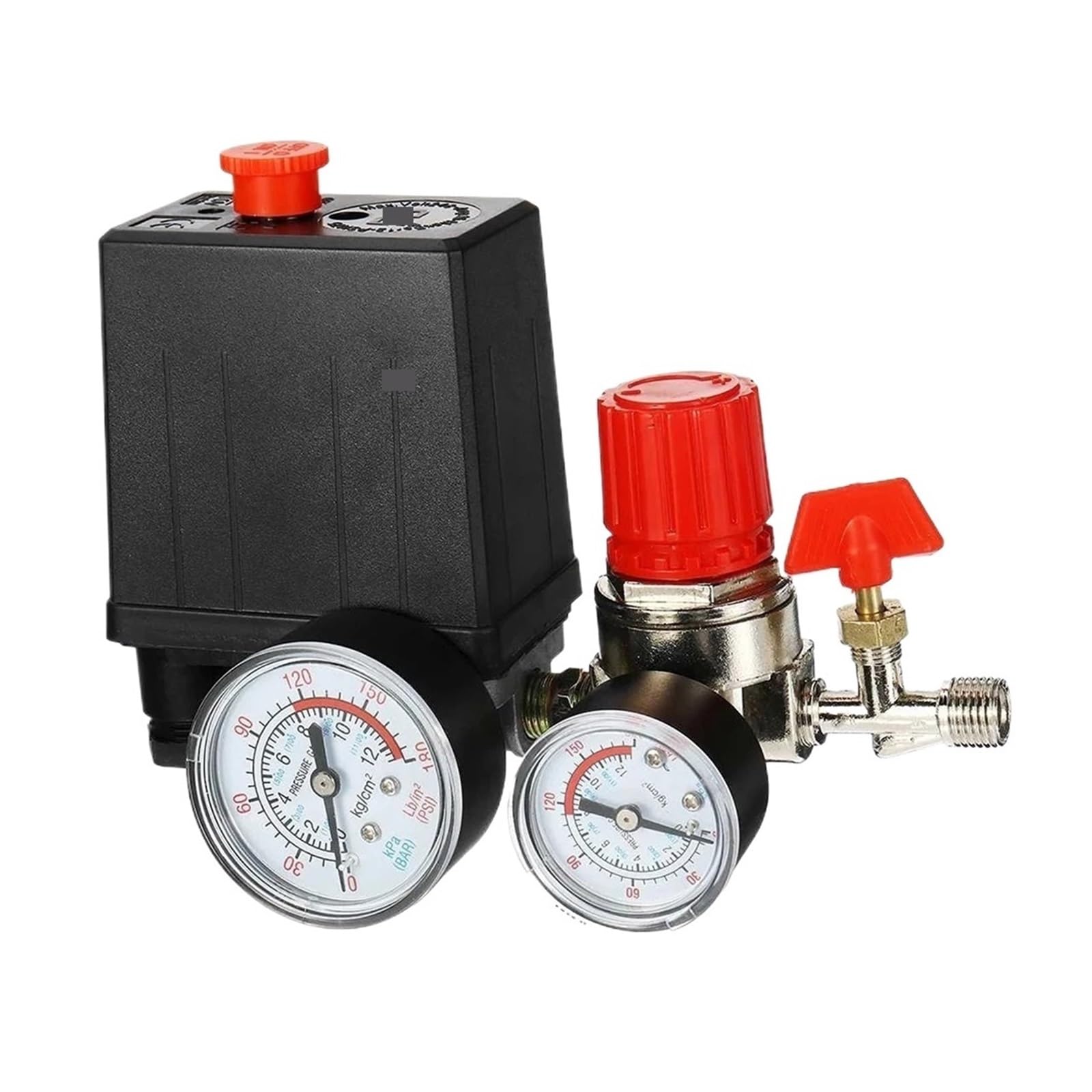 Pressostat de compresseur d'air 120 PSI avec régulateur de pression et doubles manomètres
