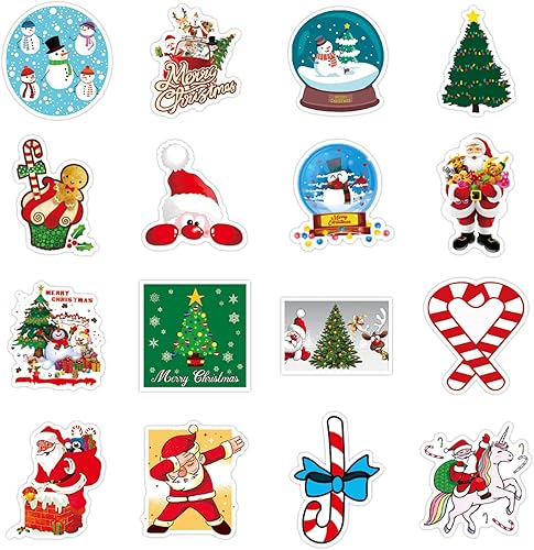 Miniatura 3 de Calcomanías navideñas para botella de agua, laptop, monopatín, coche, bicicleta, equipaje, guitarra, taza, bricolaje, árboles, regalos, parches de