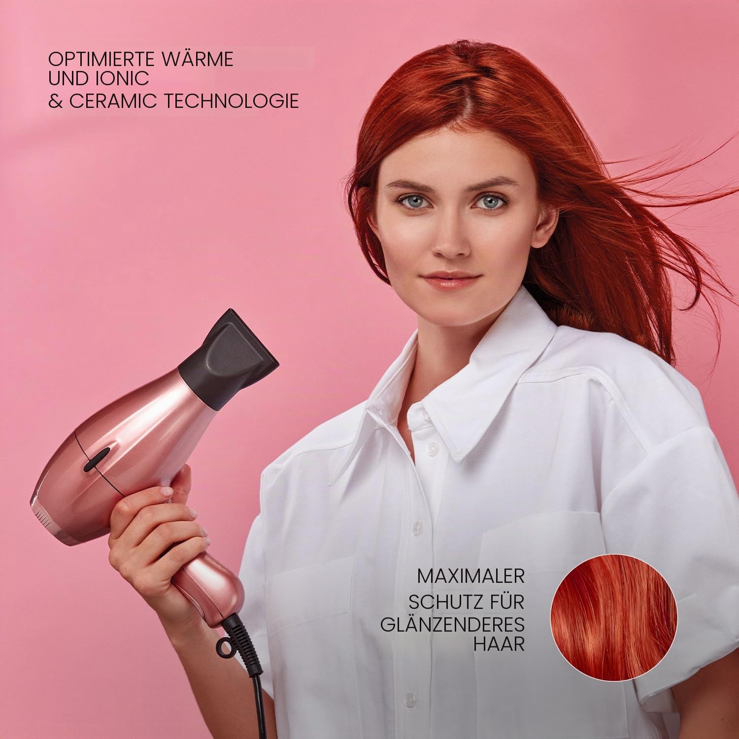 Haartrockner elchim 3900 Healthy Ionic Venetian Roségold, Schuko-Stecker mit Baumwollbeutel – Professioneller Haartrockner Made in Italy – leicht und leise, reduzierte Trocknung 30%, 2400 W