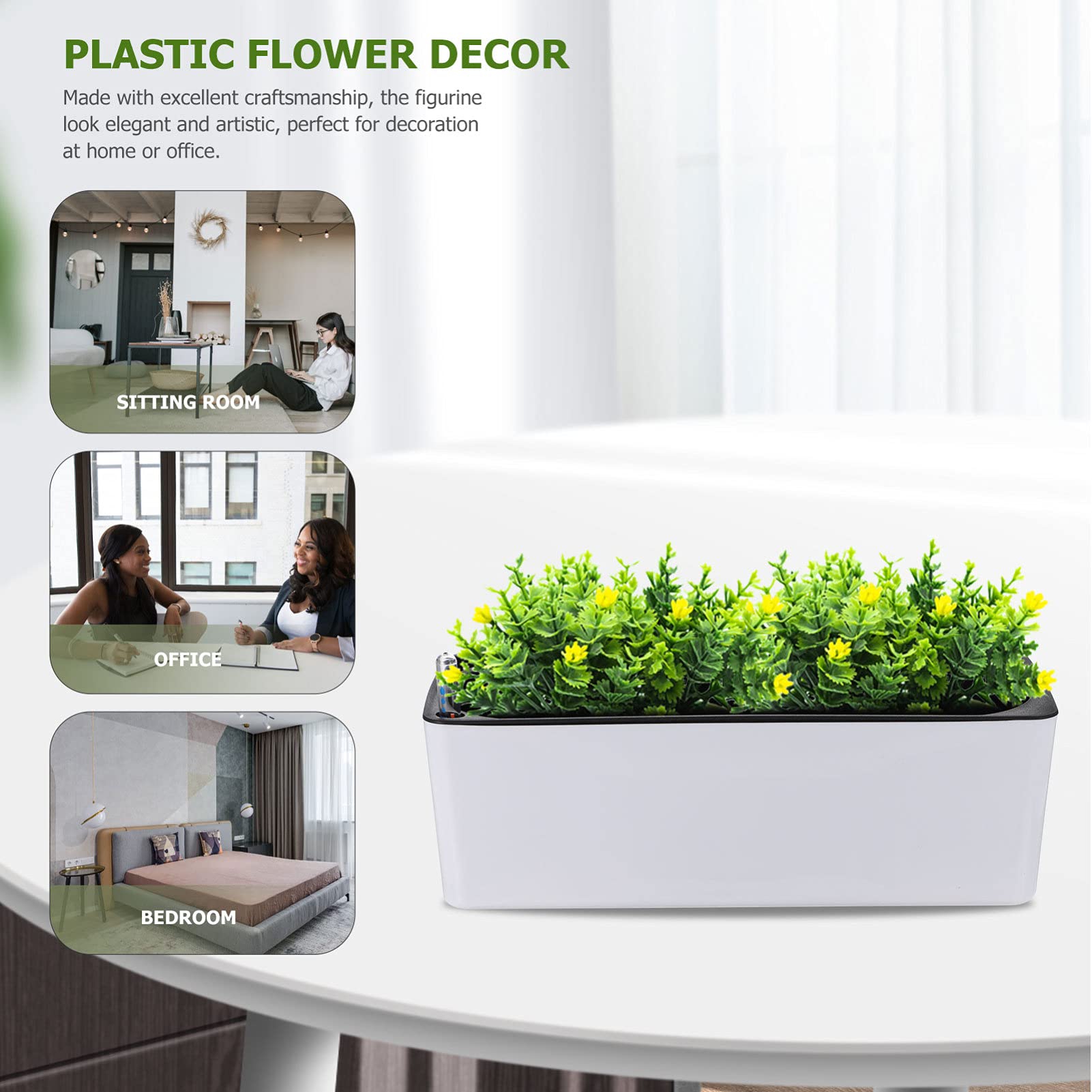 Blumentopf 1 Satz Selbstbewässernder Rechteckiger aus Kunststoff Weiß