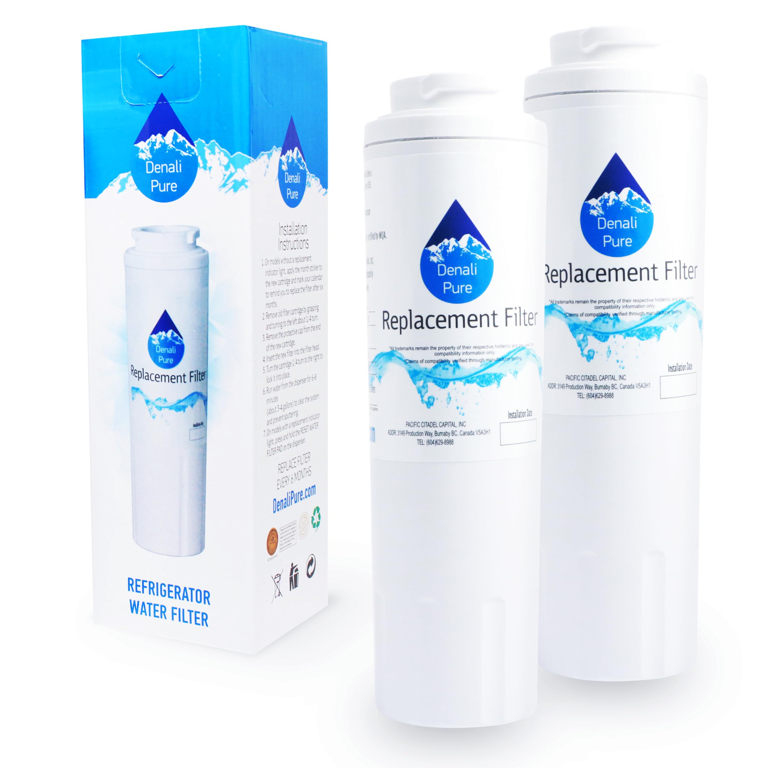 2-Pack Replacement for KitchenAid KBFS20EVWH5 Refrigerator Water Filter - Compatible with KitchenAid 4396395 Fridge Water Filter Cartridge