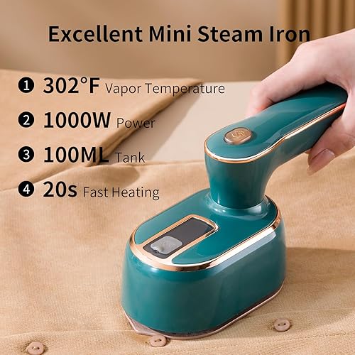 Miniatura 2 de Vaporizador de viaje para ropa, planchas de vapor pequeñas de 1000 W plegables para eliminar arrugas, mini vaporizador portátil compacto para ropa,