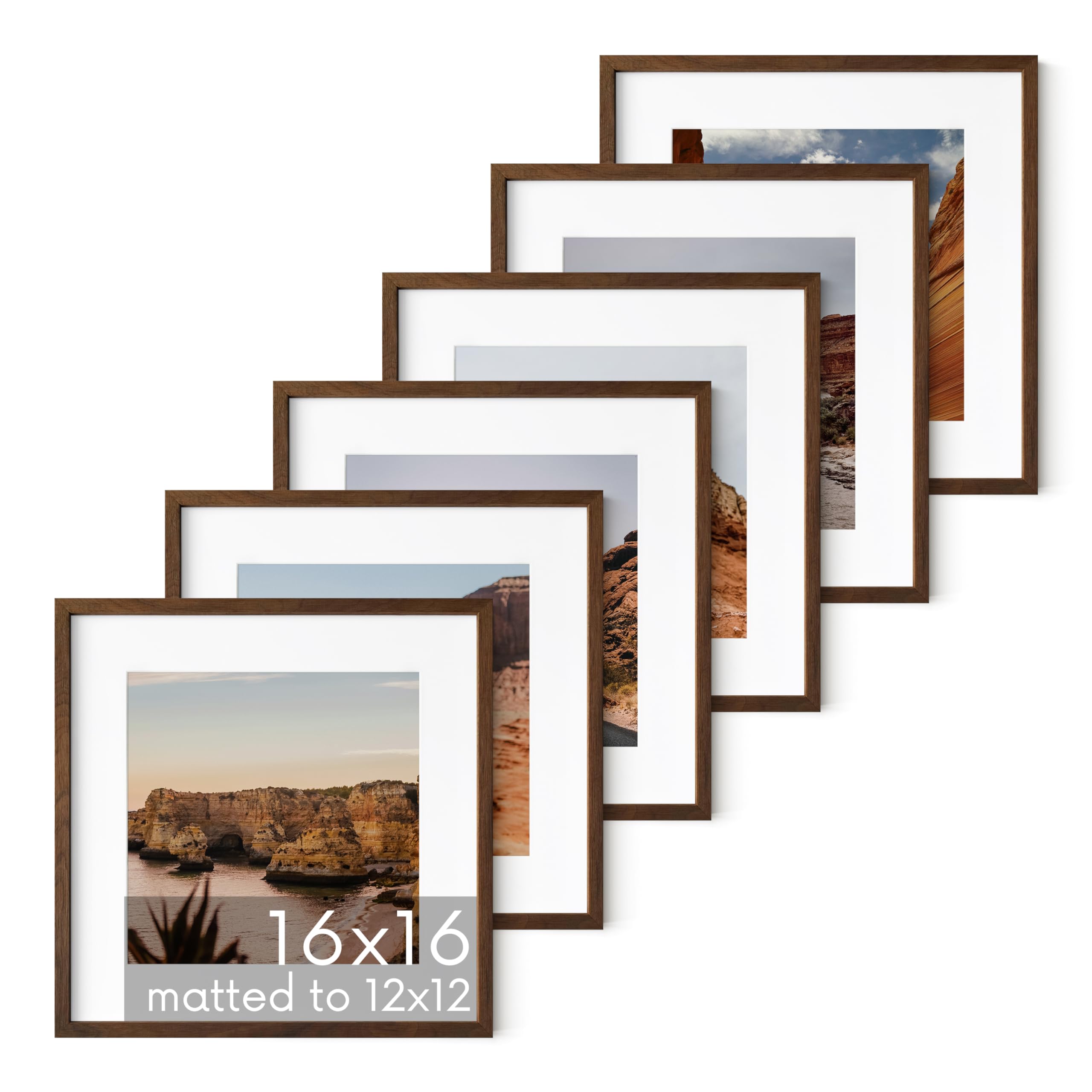 HAUS AND HUES Walnut Square Frames Set of 6-16x16