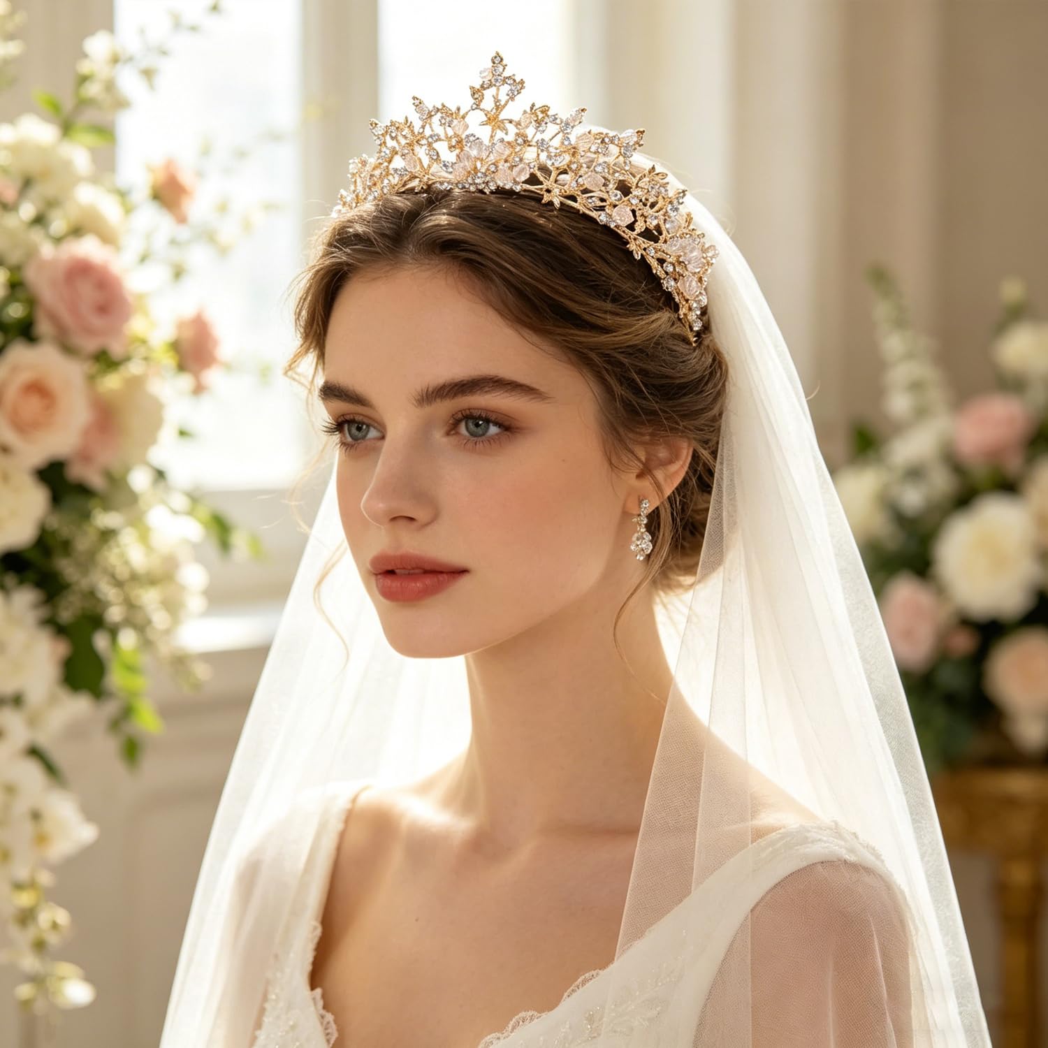 Zooma Couronne de Mariage pour mariée - Diadème de Princesse en Strass - pour Femme - pour Bal de Fin d'année, Concours de beauté, Mariage