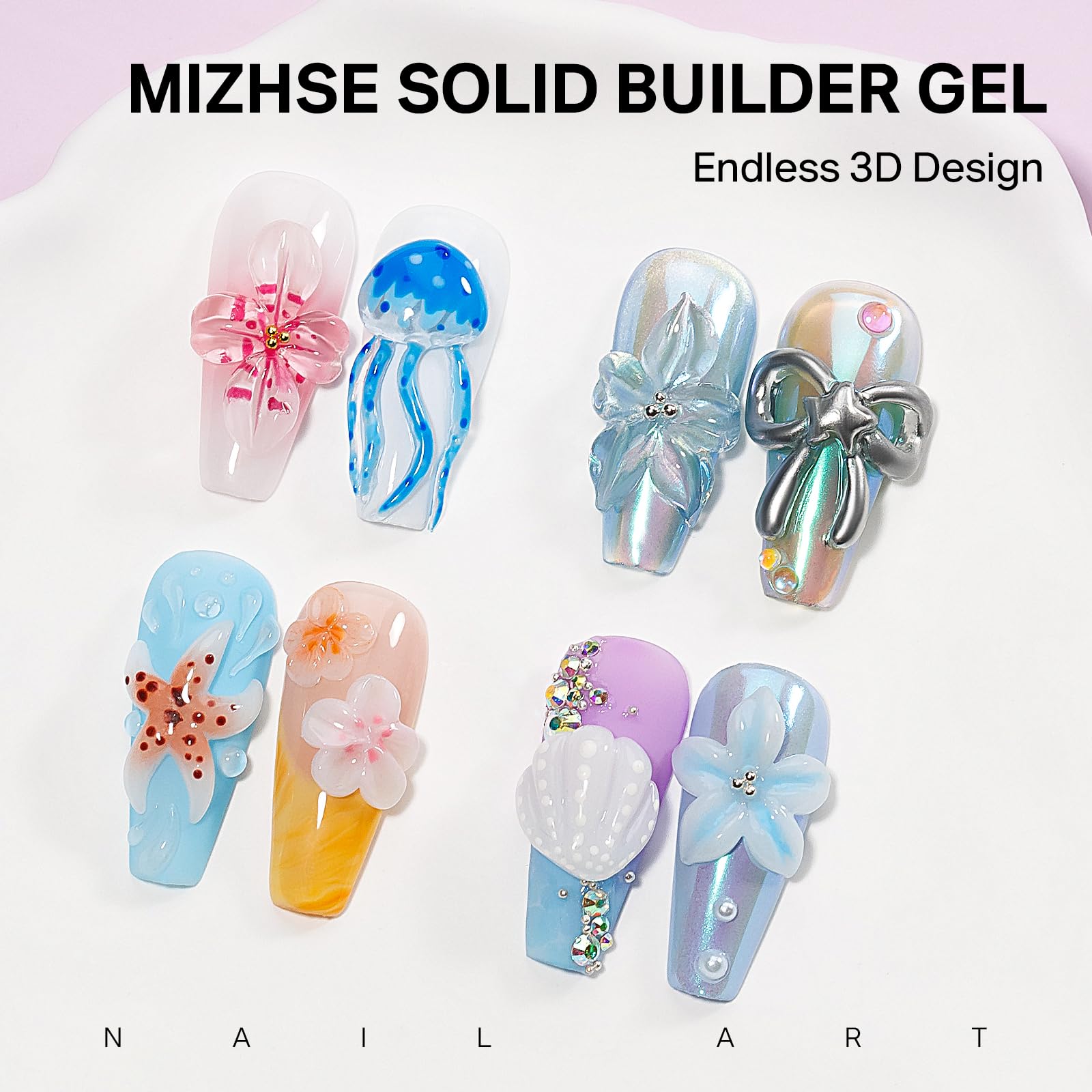 MIZHSE Builder żel do przedłużania paznokci i 3D Nail Art, klej do paznokci, żel 3D lakier do paznokci UV, narzędzie do manicure "zrób to sam"