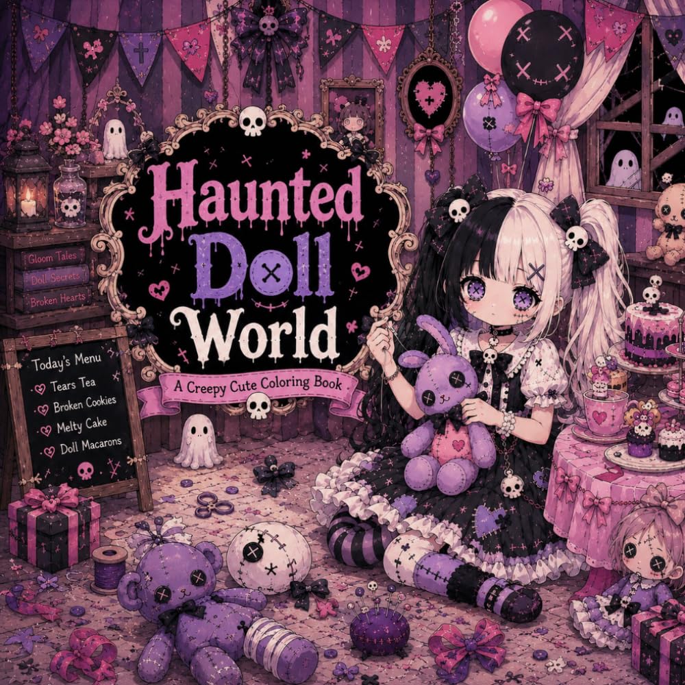 Haunted Doll World: Creepy Cute Gothic Coloring Book with Haunted Dolls, Little Ghosts, Kawaii Horror Scenes, Dark Fantasy Art and Spooky Cute Adventures