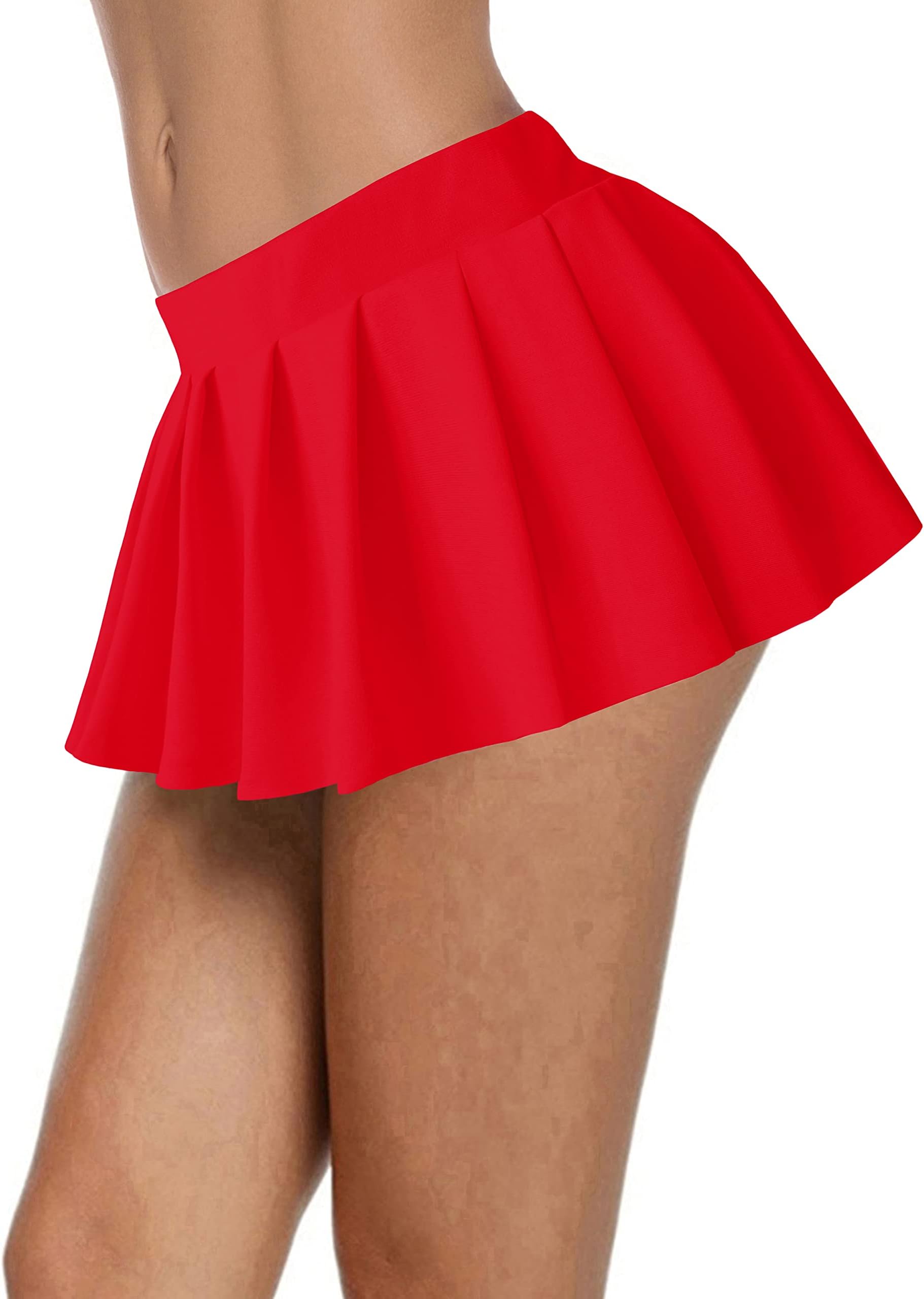 Afibi Women Sexy Stretchy Elastic Waist Pleated Ruffle Mini Skirt for Schoolgirl Outfits