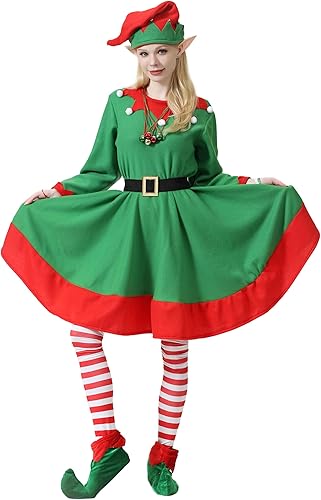 Miniatura 2 de JLFMYD 13 piezas de disfraz de elfo de Navidad para mujer, accesorio de elfo de Navidad, disfraz de elfo, vestido de mujer
