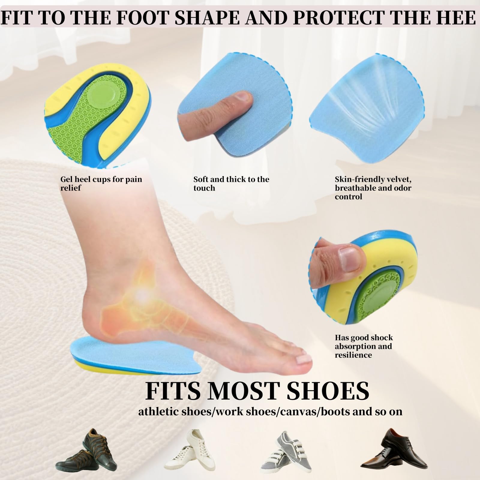 Taloneras Fascitis Plantar,3 Pares Plantilla Espolon Calcaneo,Talonera de Silicona,Taloneras Gel,Taloneras Ortopedia,﻿Taloneras para Zapatos,para Talón Apoyar,Aliviar el Fascitis Tendinitis