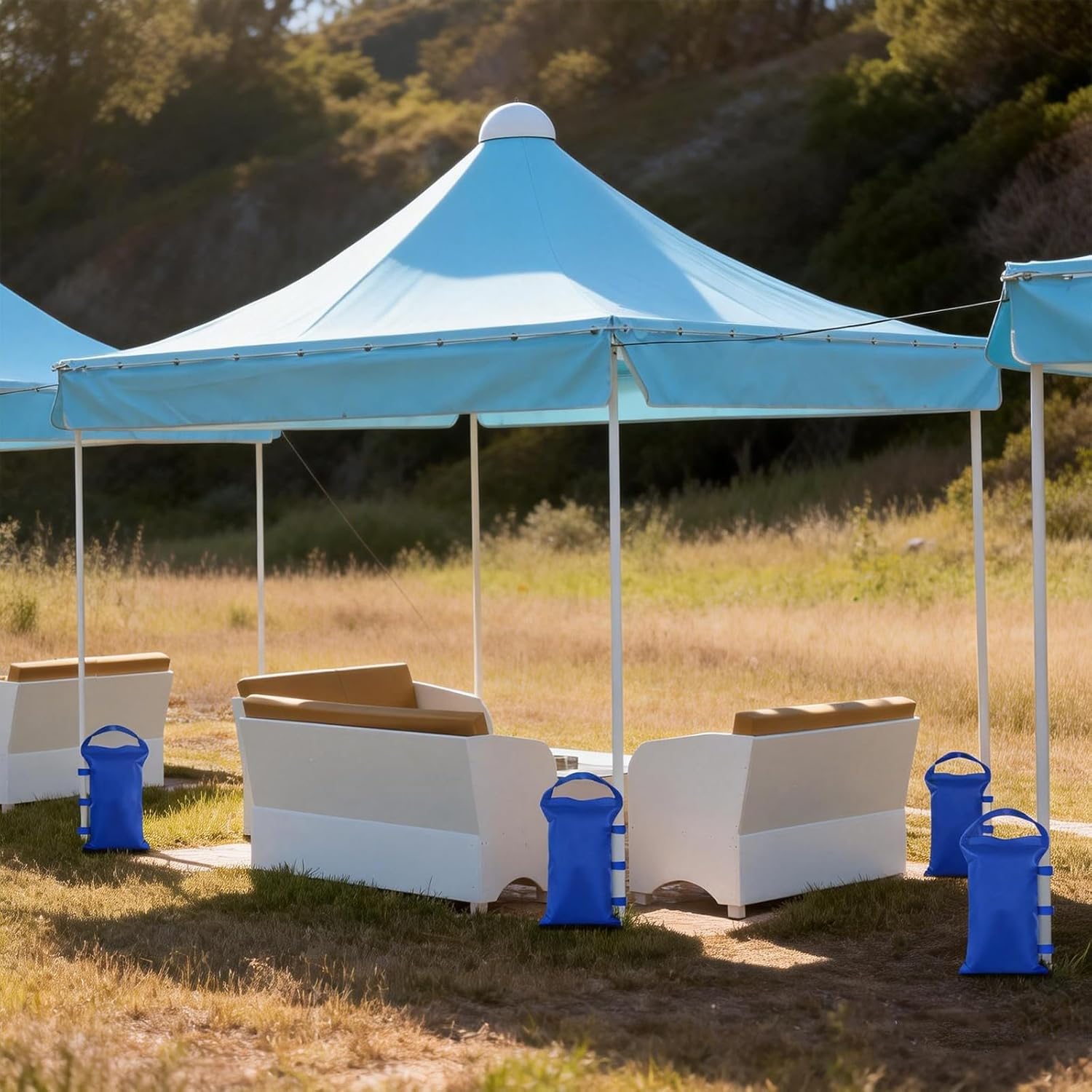 Sand Bags for Canopy Legs Empty Sandbags for Weight, Canopy Tent Weights Set of 4 Heavy Duty 1680D Pop Up Tent Weights Bags (Blue, 120LBS)