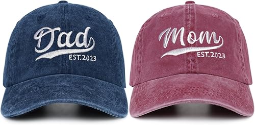 Sombreros para mamá y papá para padres Anuncio de embarazo Mamá Papá Gorra de béisbol para parejas 2 piezas de regalos para nuevos padres