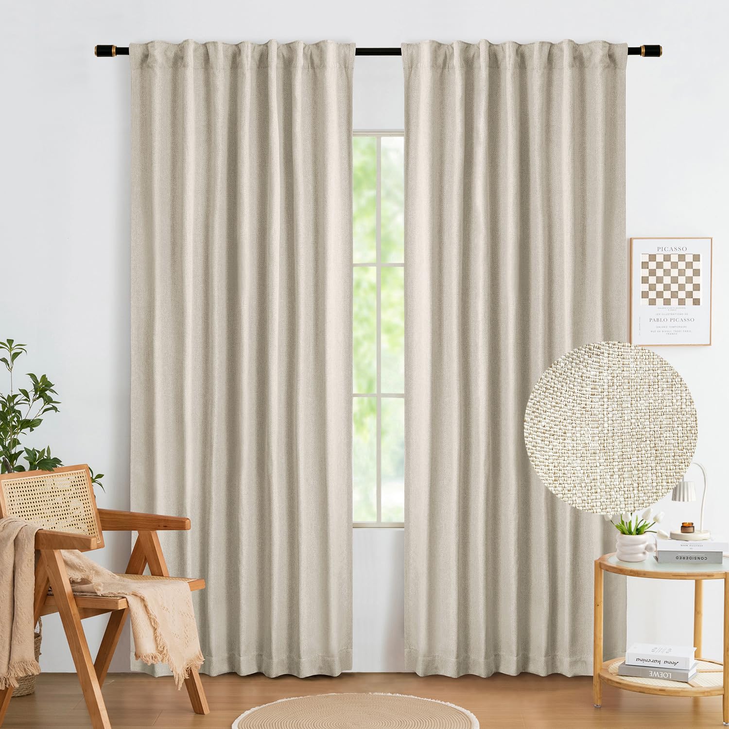 BGment Tende oscuranti beige, lunghe 114 cm, per camera da letto, con