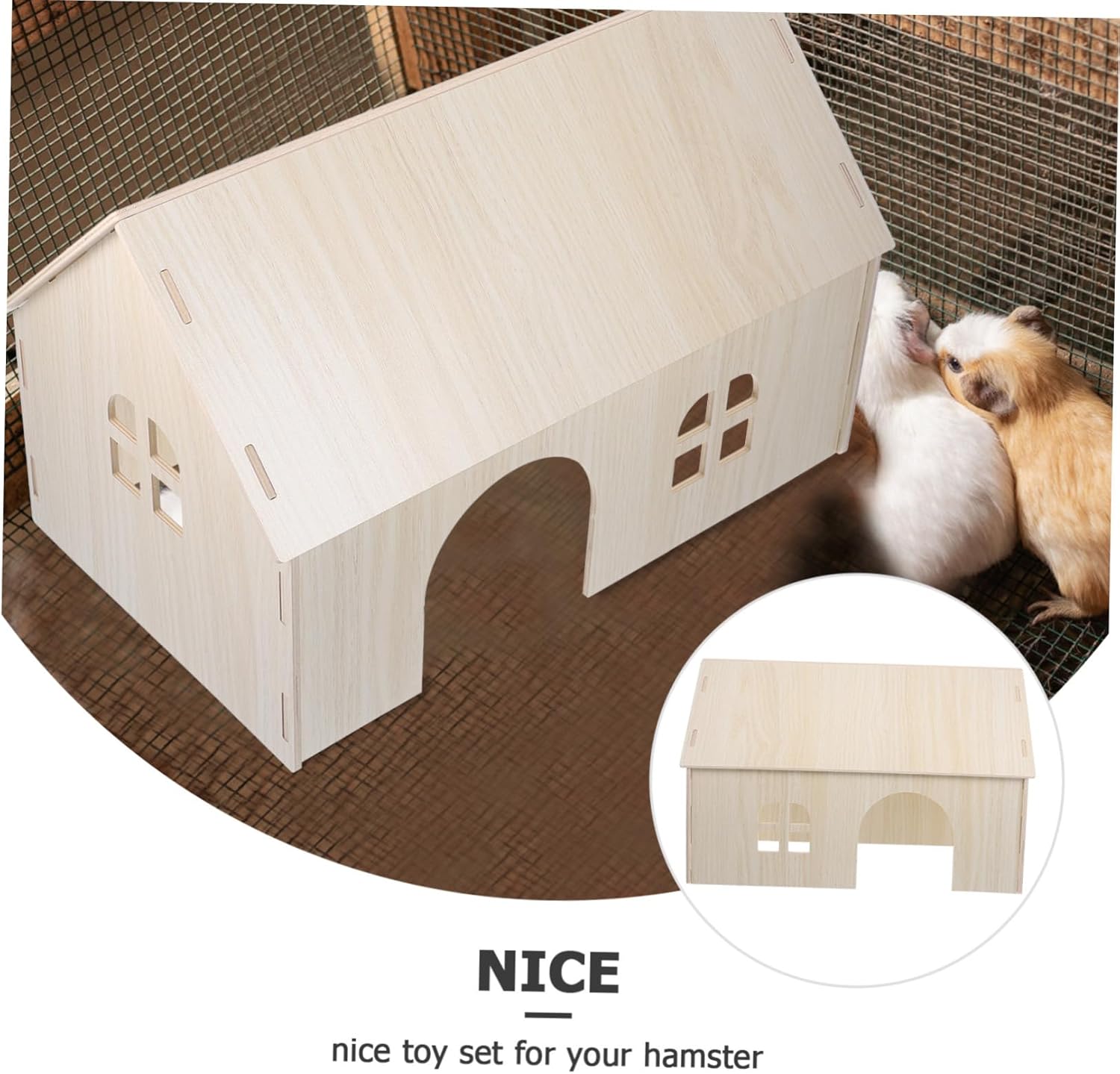 Wooden Hamster Hideout Squirrel House Extra Wooden Pet Shelter for Hamsters Guinea Pigs Small Animals Safe Multi-use Design for Sleeping Play