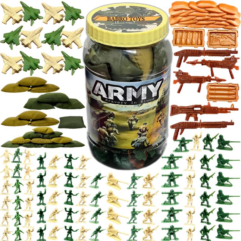 BABRO - Army Toy Set, Military Toy Set for Kids with 20 Sack (Bori), 44 Army Men, 10 Fighting Jet, 5 Guns, 3 Small Box,1 Flag & 1 Wall (B0CBXK4793) Amazon Price History, Amazon Price Tracker