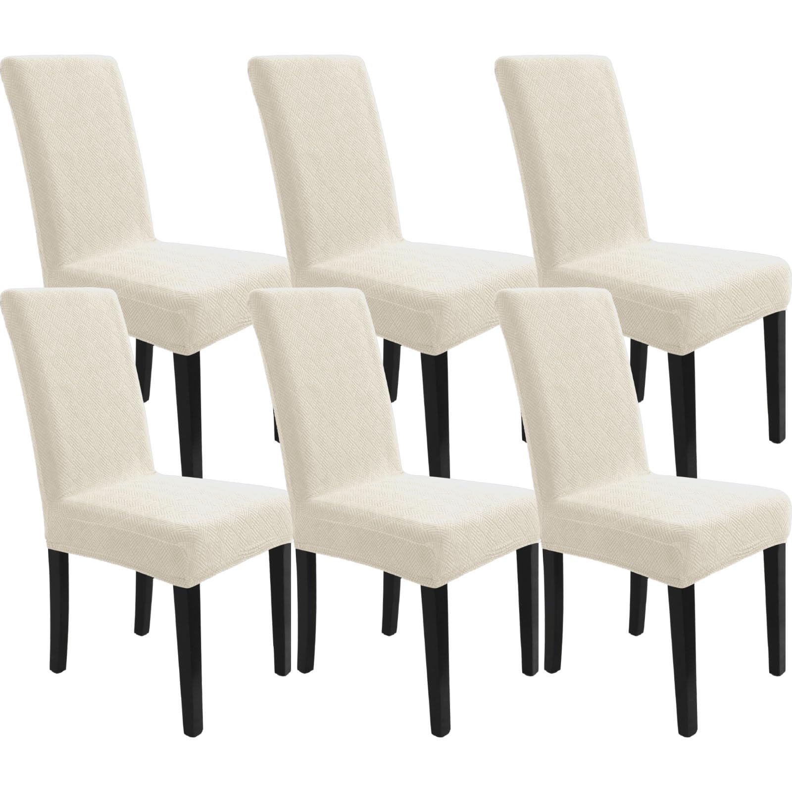 YSTELLAA Housse De Chaise 2 Pieces, Extensible Housse De Chaise Salle À Manger, Protection Chaise Housse Moderne Universel, Protege Housse Chaise, Housse Chaise Amovible Lavable, Blanc Crème