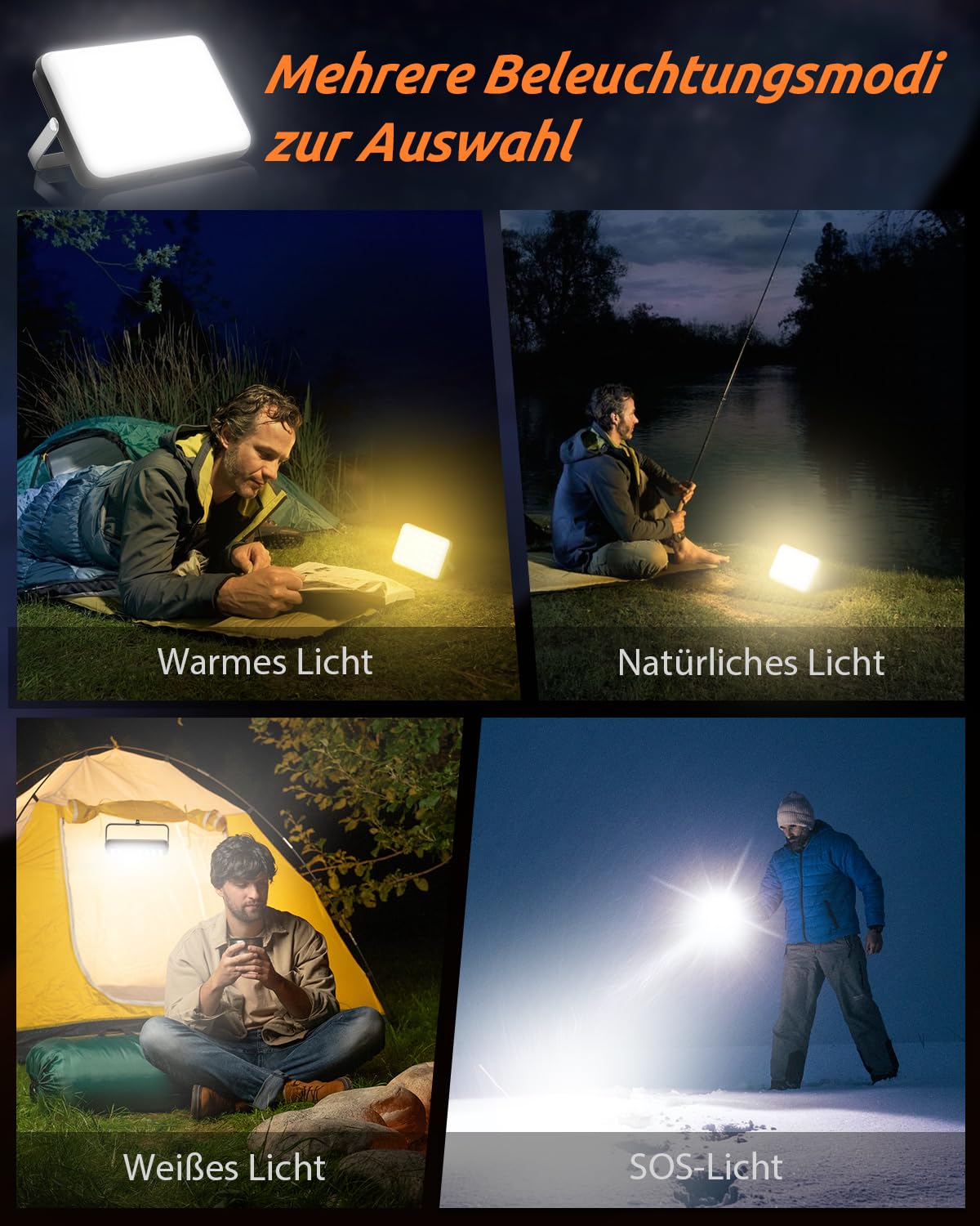 Eventek LED Campinglampe 4000LM【LUMEN Safe+】20000mAh Powerbank aufladbar, IPX5 wasserdichte Zeltlampe dimmbar, Notfallleuchte für Stromausfall, Werkstatt & Angeln, inkl. Tasche