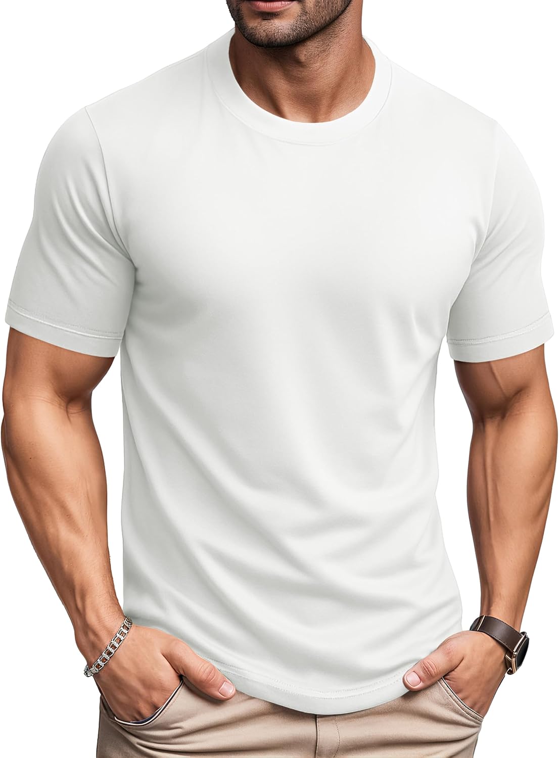 MAGCOMSEN Mens T-Shirts Short Sleeve UPF 80+ Sun Protection Lightweight Moisture Wicking Casual Crew Neck Basic Tees